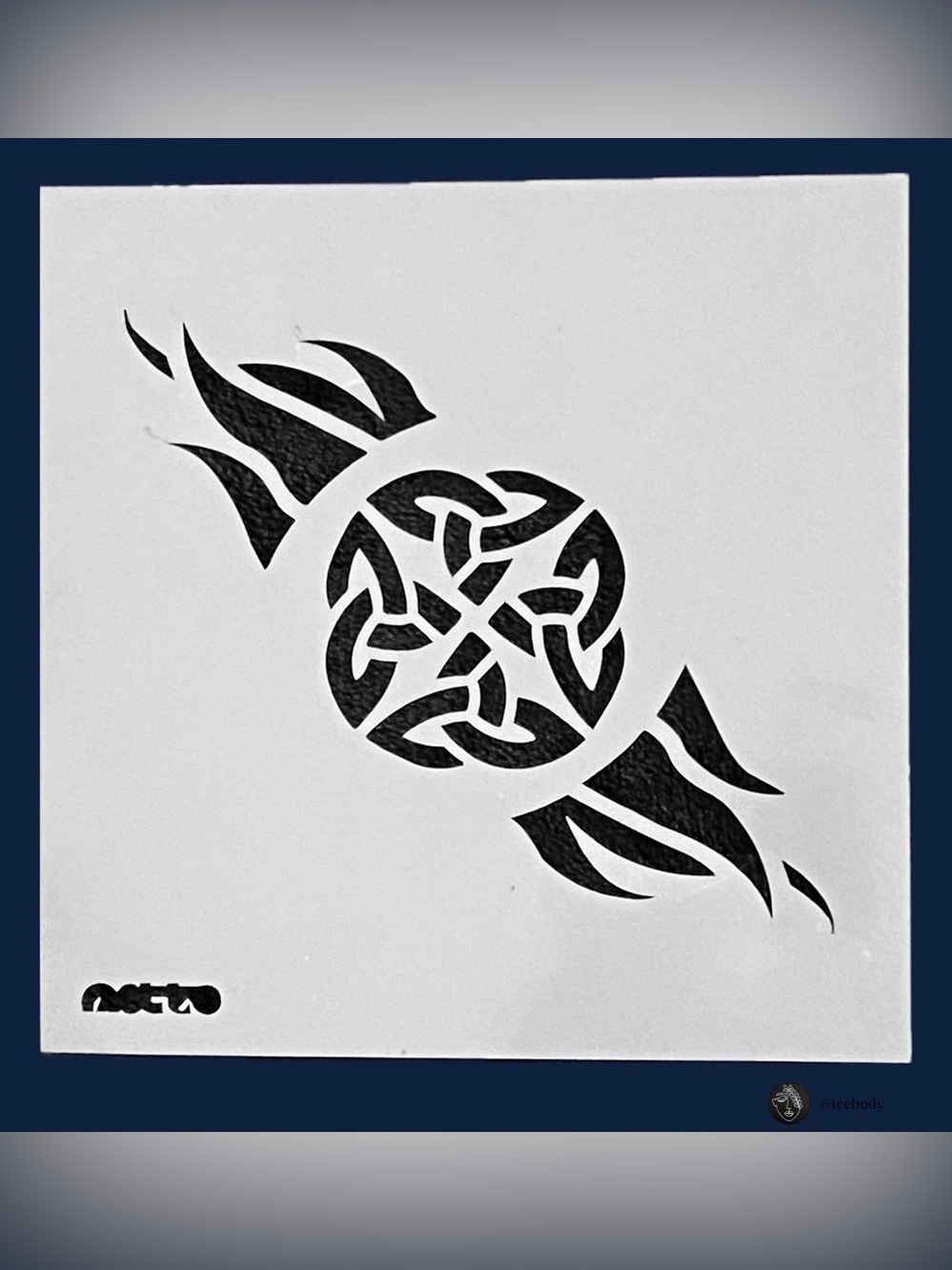 VTG MOTTO Tattoo Stencil Tribal Celtic Knot Flame 6x6 Craft Template NOS Rare